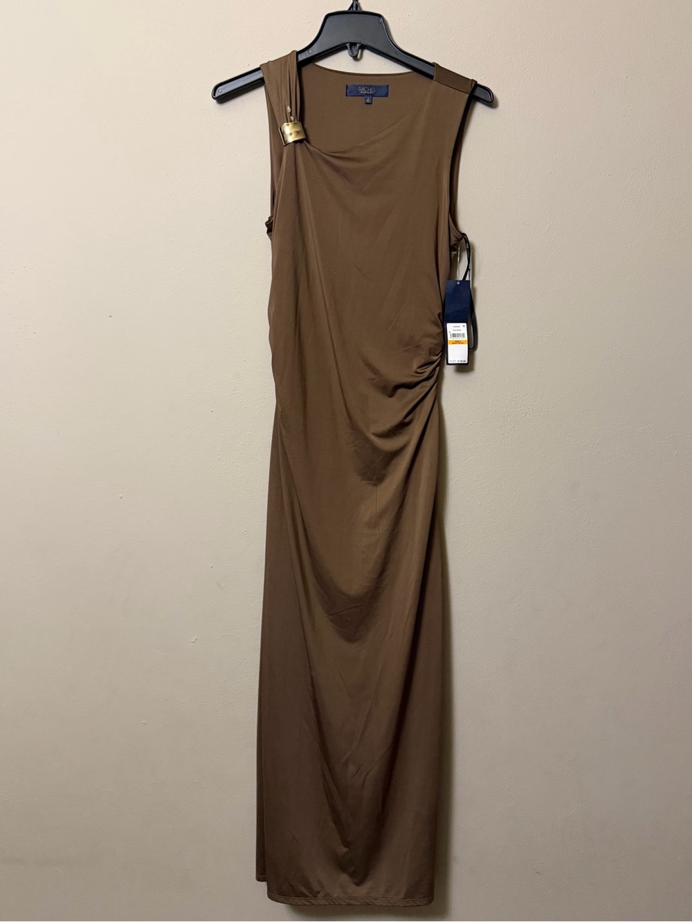 Rachel Roy Brown Sleeveless Draped Maxi Dress